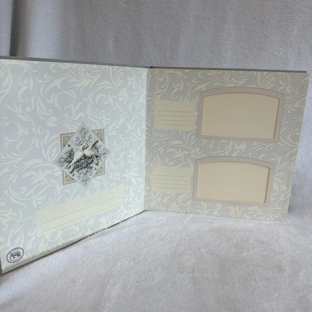 Michel Memories Dove Floral Grey Fabric Photo Album 11.5x11.5 Square Keepsake